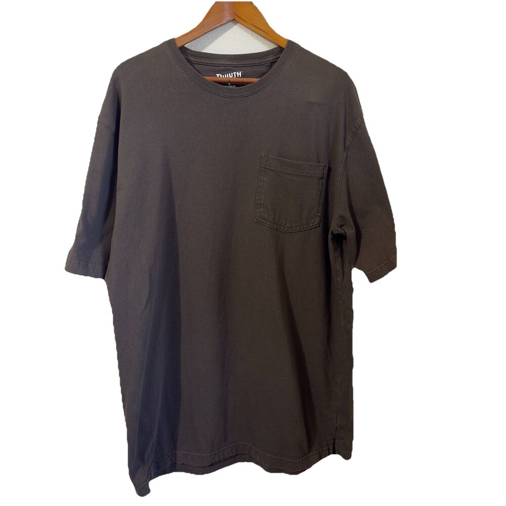 Duluth Brown Mens  Relaxed Fit Longtail Short Sleeves Pocket T-Shirt Sz Lg